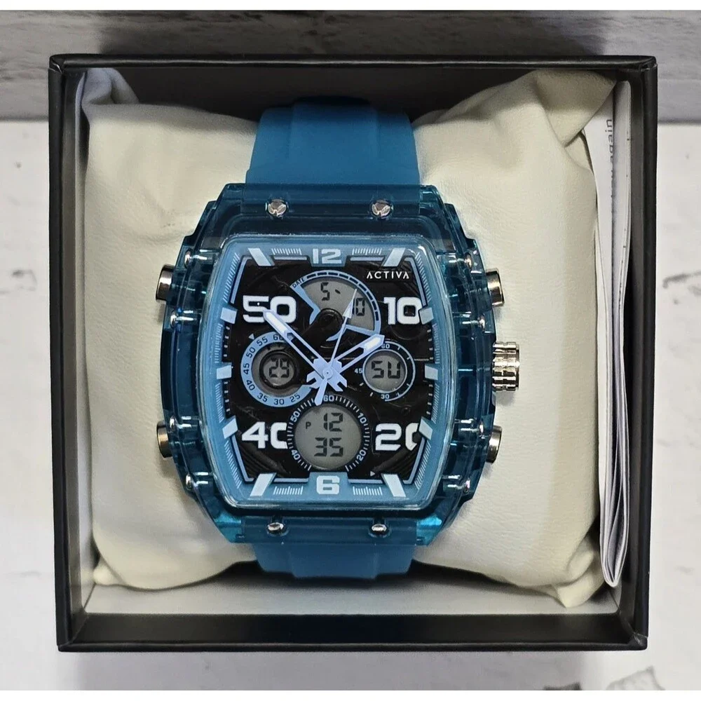 Activa X Invicta Digital Essentials Men's Watch 45mm Light Blue ACW8109-006 New